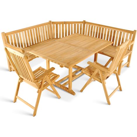 Gartenmöbel Set 4tlg mit Eckbank Teak Gartentisch ausziehbar 180-240 cm KUBA/ARUBA (1/5)