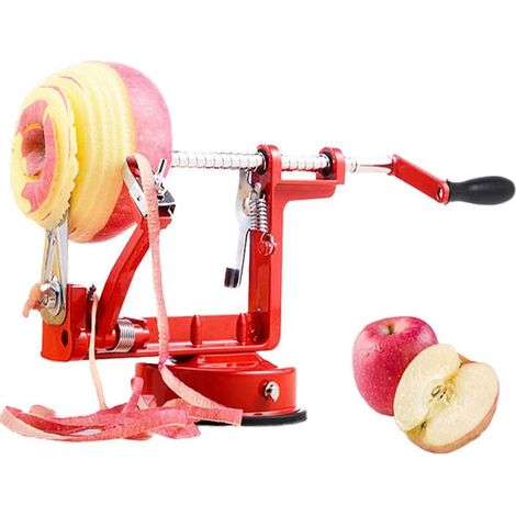Éplucheur à pommes à ventouse, éplucheur de pommes de terre 3 en 1 avec base à vide puissante et lame intégrée, coupe-pommes professionnel, éplucheur de pommes, vide-pommes, trancheuse à fruits (1/3)