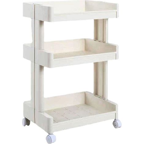 Chariot de rangement à 3 niveaux, multifonctionnel, grande capacité, avec roulettes, idéal pour salon de beauté, cuisine, salle de bain ou bureau. (1/5)