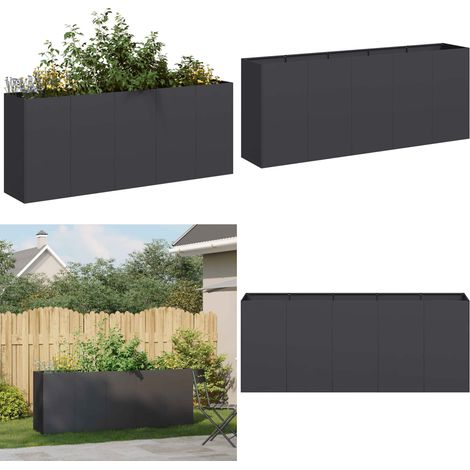 vidaXL Jardinière noir 200x40x80 cm acier laminé à froid (1/5)