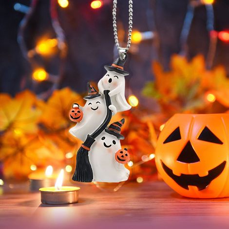 Pendentif Acrylique Fantôme Citrouille - Décoration Halloween 2D - Pour Sacs Chambres Fêtes - Lot de 1 (1/5)