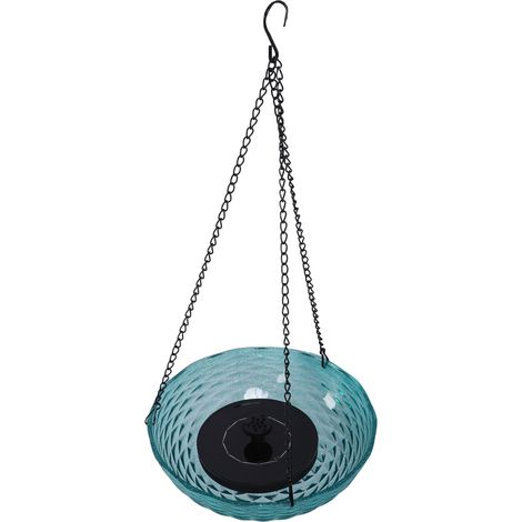 Kit fontaine solaire suspendue, abreuvoir à oiseaux bol 23,5 cm, pompe solaire, jardin extérieur cour terrasse bleu ciel (1/5)