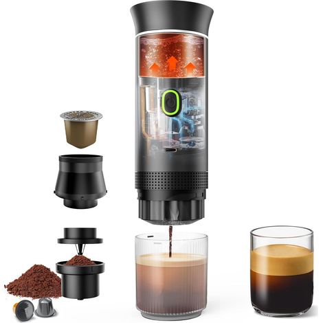 Mini Machine à Café Portable, 3 en 1 Cafetière Portable Machine à Café Expresso, Auto-Chauffante (1/5)