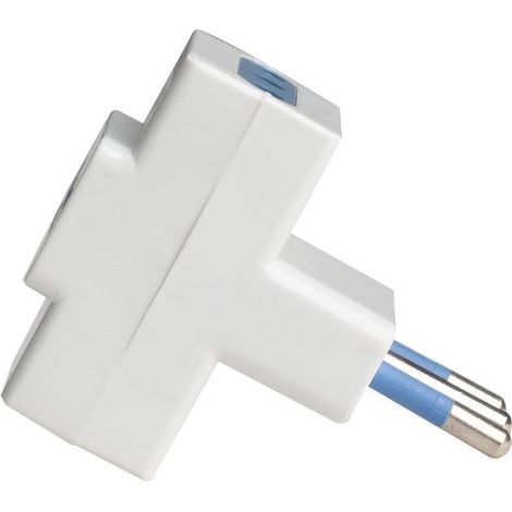 Adattatore Tripla Spina Elettrica 2P+T 10A con 3 Presa 10A 2P+T 250V Max 1500W Bianco