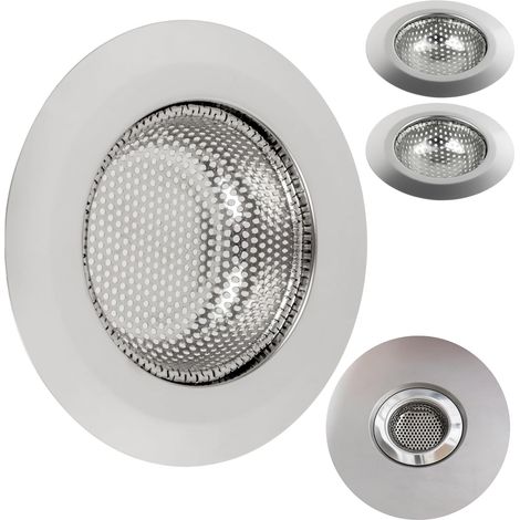 Jeu de 3 Crépine de vidange, Acier inoxydable, Ø 70 mm, Pour évier et douche (1/5)