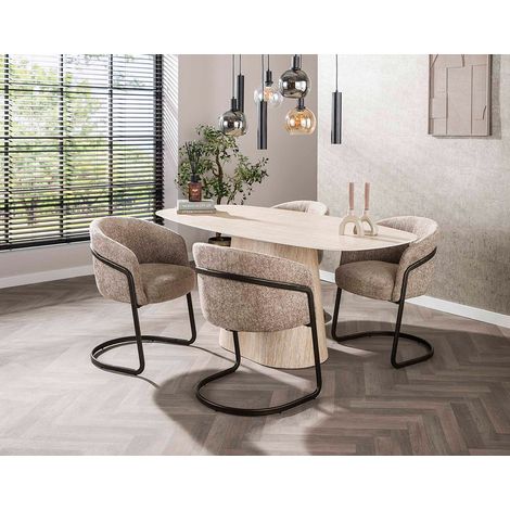 Lisa Design – Lot de 2 chaises de table – Tissu texturé résistant à l’humidité – Pieds en acier – Style contemporain – Hauteur d’assise 53 cm (1/5)