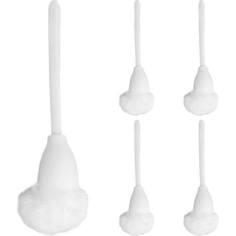 5 brosses WC, nylon/PP, blanc, pour salle de bain et entretien WC (1/5)