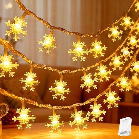 1 Guirlande Lumineuse 6M, 40 LEDs Flocon De Neige, 2 Modes, Blanc Chaud, Intérieur Extérieur (1/5)
