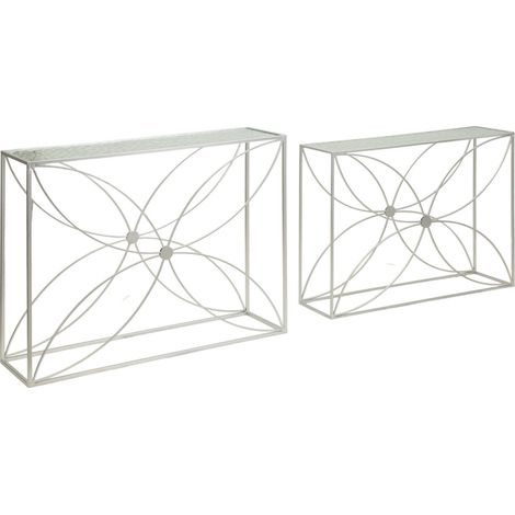 Lot de 2 Consoles "Paradise" 100cm Argent (1/5)