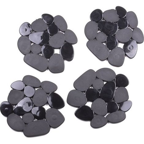 Lot de 4 Tapis antiderapants de douche ou baignoire PVC GALETS 12x13cm Noir MSV