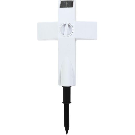 Croix lumineuse LED solaire pour pierre tombale, piquet de jardin, marqueur de tombe pour décoration funéraire (1/5)