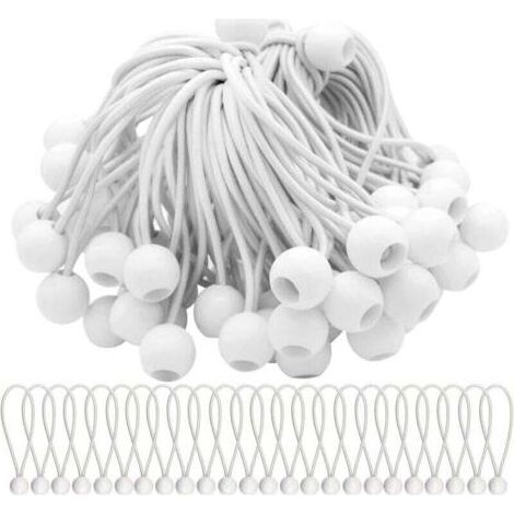 YMYNY Lot de 50 Tendeur Elastique Cordons Élastiques avec Boules Sandow Elastique Boules Elastiques pour chapiteaux, tentes, bannières et bâches (1/5)
