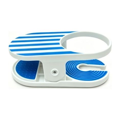 Porte-gobelet à pince bleu, portable, pour chaise de plage et bureau, fixation clip-on, sécurise votre boisson partout (1/5)