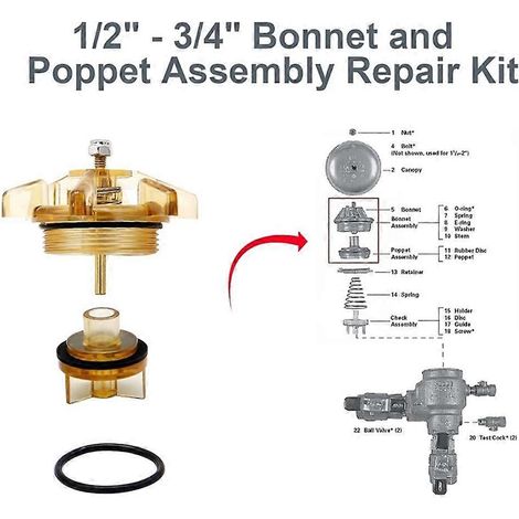 Kit de réparation de chapeau et de clapet 905-212 905212 pour clapet anti-retour 765-1 PVB 1 pouce et FVB 1-1/4 pouce (1/4)
