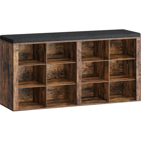 Banc à Chaussures,Banc avec Rangement, Coussin, 12 Compartiments (1/5)