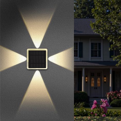Lámpara solar para exteriores, tres modos de iluminación, resistente al agua, ideal para decorar muros de jardín y patios - 1 unidad
