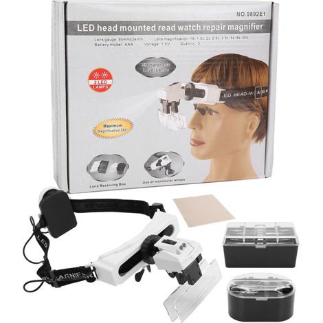 Loupe frontale avec lumière LED et éclairage LED pour la lecture, la broderie et les tatouages