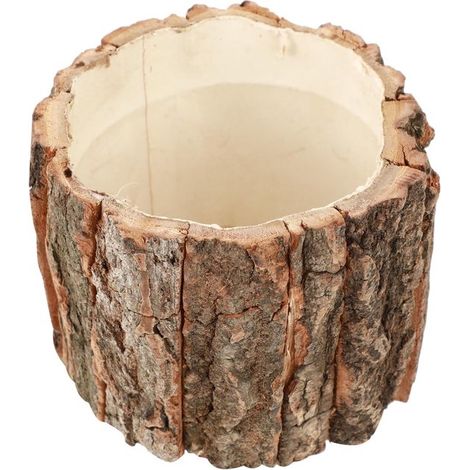Vase en bois – Design écorce d'arbre – Rustique – Porte-stylos – Style ferme – 9x9x8 cm (1/5)