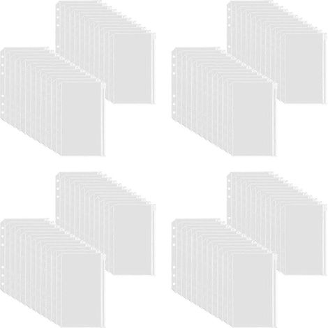 Lot de 200 pochettes A6 à 6 anneaux avec 6 perforations et fermeture éclair, compatibles avec les classeurs à anneaux. Enveloppes en PVC pour argent et budget. WHBYV (1/4)