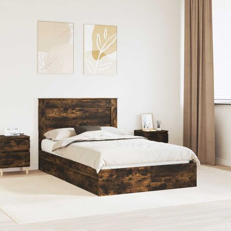 Aufbewahrungsbett Geräucherte Eiche 135 x 190 cm Holzwerkstoff