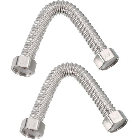 G1/2 x 7,87 Pouces Tuyau Flexible de Chauffe-Eau d'Acier Inoxydable, 2 Pcs Tuyau de Connecteur de Chauffe-Eau Ondulé Durable, pour Raccord de Conduites d'Eau (1/5)