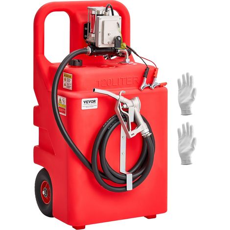 Bidon d'Essence Diesel sur Roues, 121 L, Réservoir de Carburant, Pompe Transfert Carburant Électrique 12 V CC 56,7 L/min, Tuyau de Distribution 4 m, Buse Alliage Alu, pour Bateaux à Moteur, VTT (1/5)