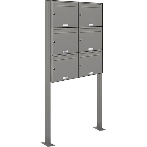 6er Premium Standbriefkasten RAL 9007 freistehend Postkasten Ständer 2x3 S (1/5)