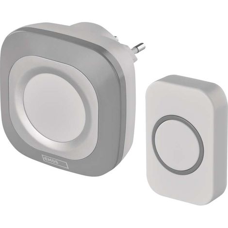 EMOS Funkklingel, Türklingel Set, 36 Melodien, 150m Reichweite, 4 Lautstärken bis 110 dB, weiß-silbern, P5733S (1/5)