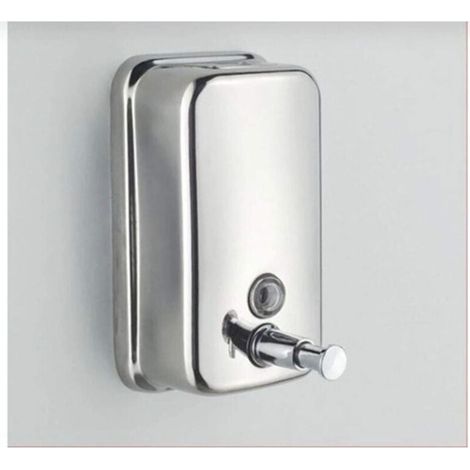 Distributeur de Savon Mural 500 ML Manuel en Acier Inoxydable 18/10 (Argent) (1/4)