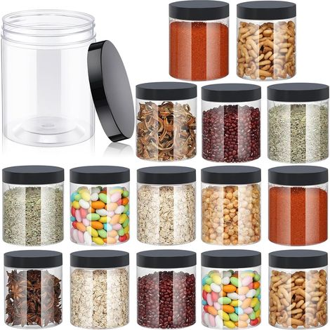 Pot Plastique avec Couvercle Lot 16 500ml Noir (1/5)