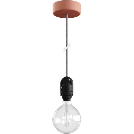 creative cables - EIVA Lampada a sospensione per paralume da esterni con 1,5 m cavo tessile, rosone e portalampada IP65 resistente all'acqua