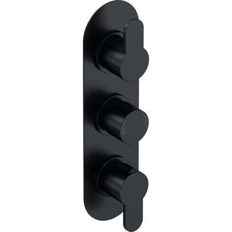 Balterley Consall Contemporary Concealed Round Triple Thermostatic Shower Valve 280mm - Matt Black