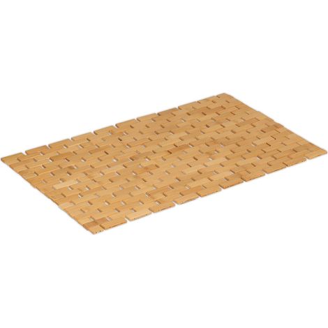 Tapis de Bain en Bambou, Enroulable, antidérapant, pour la Douche ou Le Sauna, 70 x 50 cm, Nature. (1/5)