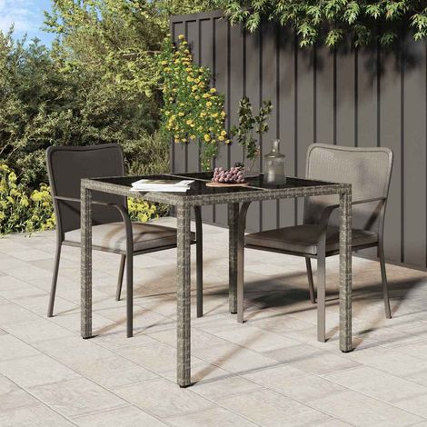 Mesa de comedor de jardín Gris 90 x 90 x 75 cm Poliratán vidaXL