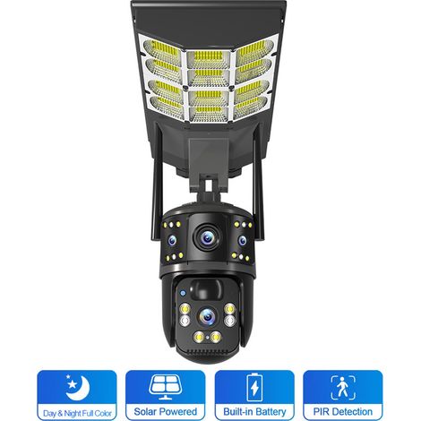Caméra de Surveillance Solaire Wifi en Forme de Lampadaire enxunfamily Double Objectif 4K 8MP Extérieur Caméra IP EXF-DQS8-B4L Étanchéité IP66, Alimentation DC5V, Objectif 4mm Ouverture F0.1, Capteur (1/3)
