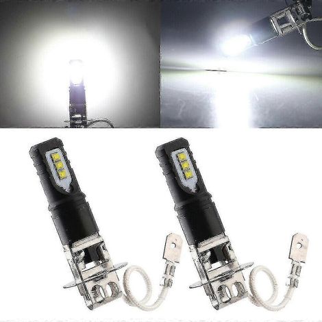 2 ampoules LED H3 160 W 6000 K 6000 lm blanc ultra-brillant avec feux de jour, feux de route, puce 2525, antibrouillards, compatibles avec les véhicules 12 V. (1/5)