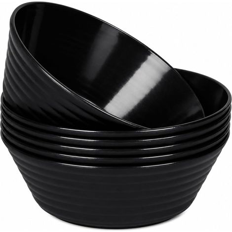 4 Bol Plastique Reutilisable 1000ml Grand Bols Noir Saladier Incassables Plats à Tapas Pour Soupe Fruits Céréales, Passent au Lave-vaisselle et au Micro-ondes (1/5)