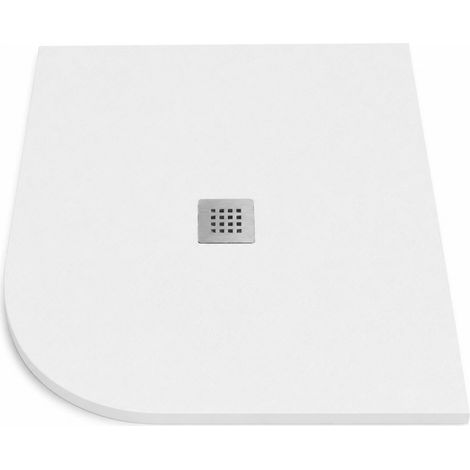 Plato de ducha semicircular ROUND 80x80 cm Blanco rejilla acero (1/5)
