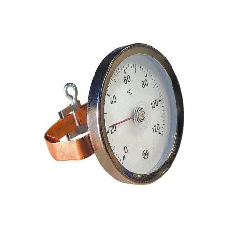 Thermador – Thermomètre applique à bracelet – Plage de mesure 0-120°C – Ø cadran 63mm – Sonde extérieure pour usage professionnel