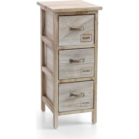 Cassettiera in legno decorata 3 cassetti Home 26x32x62 cm (1/2)