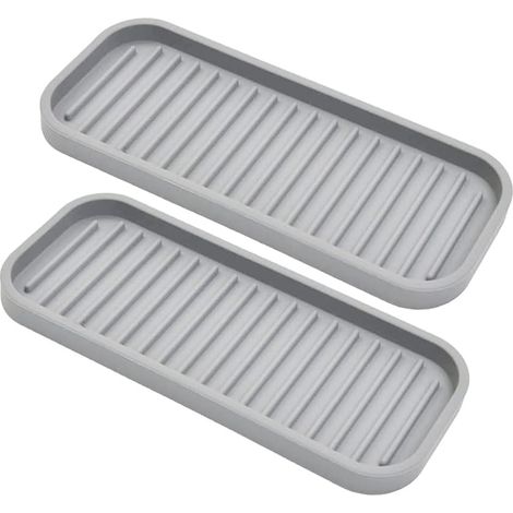 Support Pour Éponge Et Savon - Plateau Organisateur Pour Évier En Silicone - Pour Cuisine Et Salle De Bain - 2 Pièces (1/5)
