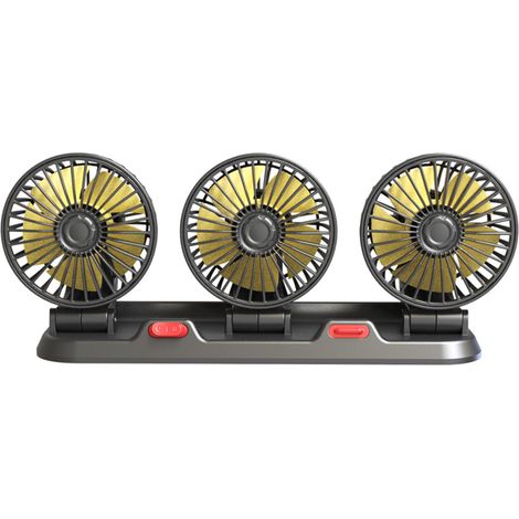 Ventilador portátil de 3 cabezales para coche, silencioso y eléctrico, con rotación de 360°, 2 velocidades y pantalla con número de teléfono. Ideal para coches, camiones, SUV, autocaravanas y barcos. (1/5)