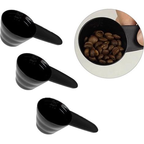 Set di 3 misurini: cucchiaio dosatore per caffè, cucchiaio per caffè in polvere, cucchiaio per chicchi di caffè, cucchiaio per spezie con scala graduata, utensile da cucina, 9,3 x 5 cm, per caffè in p (1/5)