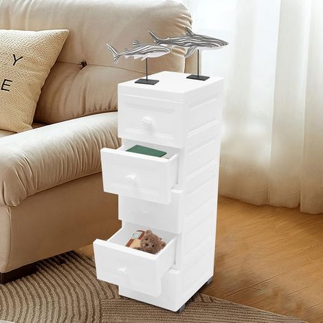 Chariot à tiroirs, chariot de salle de bain, chariot de cuisine, boîte de rangement à roulettes, chariot multifonction, armoire à tiroirs à roulettes, organisateur de rangement pour salle de bain, cui (1/5)