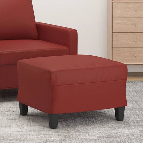 Repose-pied, Tabouret Pouf, Tabouret Bas Rouge bordeaux 60x50x41 cm Similicuir LKF48054 (1/5)