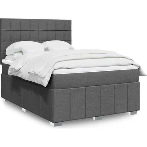Boxspringbett mit Matratze Dunkelgrau 140x200 cm Stoff (1/5)