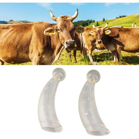 Couvre-Corne Silicone Protège-Tête Bovin, Paire de Protections Tête Cornes, Matière Silice Gel Résistante, Équipement Ferme Simple Port, Taille 24cm [Produit de Ferme, Silicone, Protection Cornes Bovi (1/5)