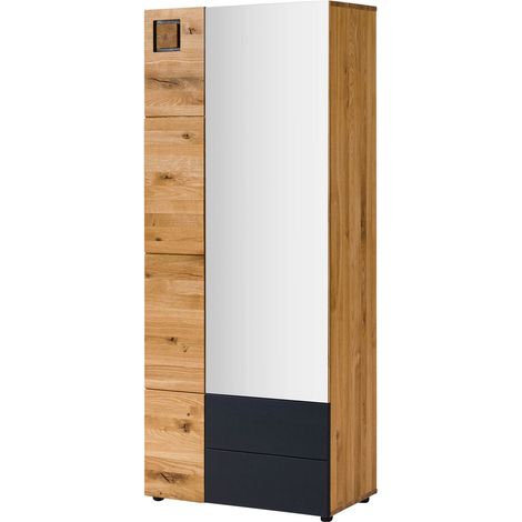 Armoire 82x44x196 en bois de Chêne sauvage naturel Laqué / huilé KITZBÜHEL 136 (1/3)