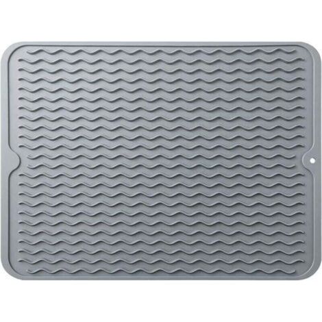 Tapis de séchage à vaiss, égouttoir à vaiss en silicone à séchage rapide, tapis de table pour accessoires de table de comptoir de cuisine, tapis de vidange de vaiss résistant à la chaleur et antidérap (1/4)