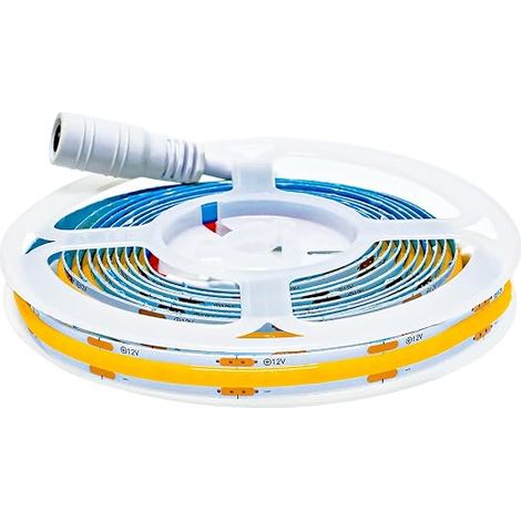 12V COB LED Strip 2M Warm White 3000K 320LEDs/Meter Neon Strip Lights Flexible LED Strip Lights with DC Plug for Party Counter Shelf Home Decor (1/5)